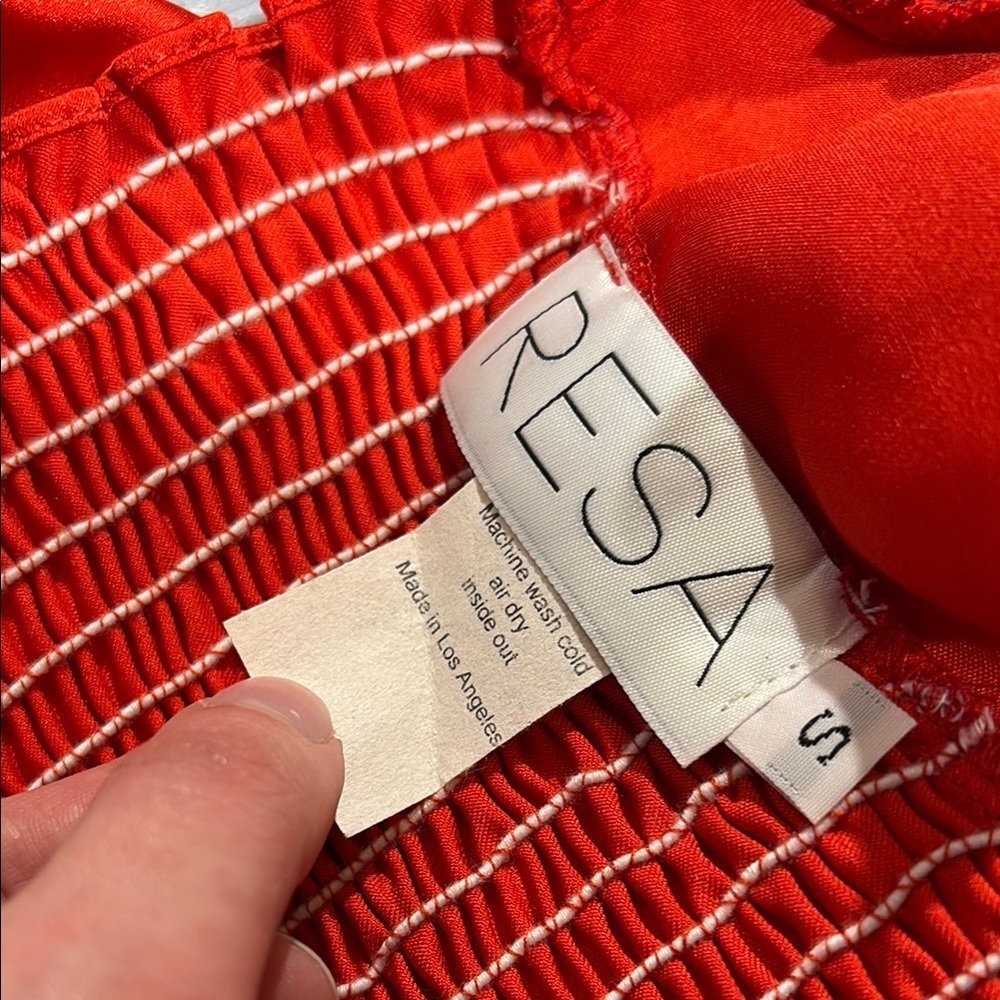 Resa Red Satin Pull Front Puff Sleeve Crop Top - Picture 2 of 6